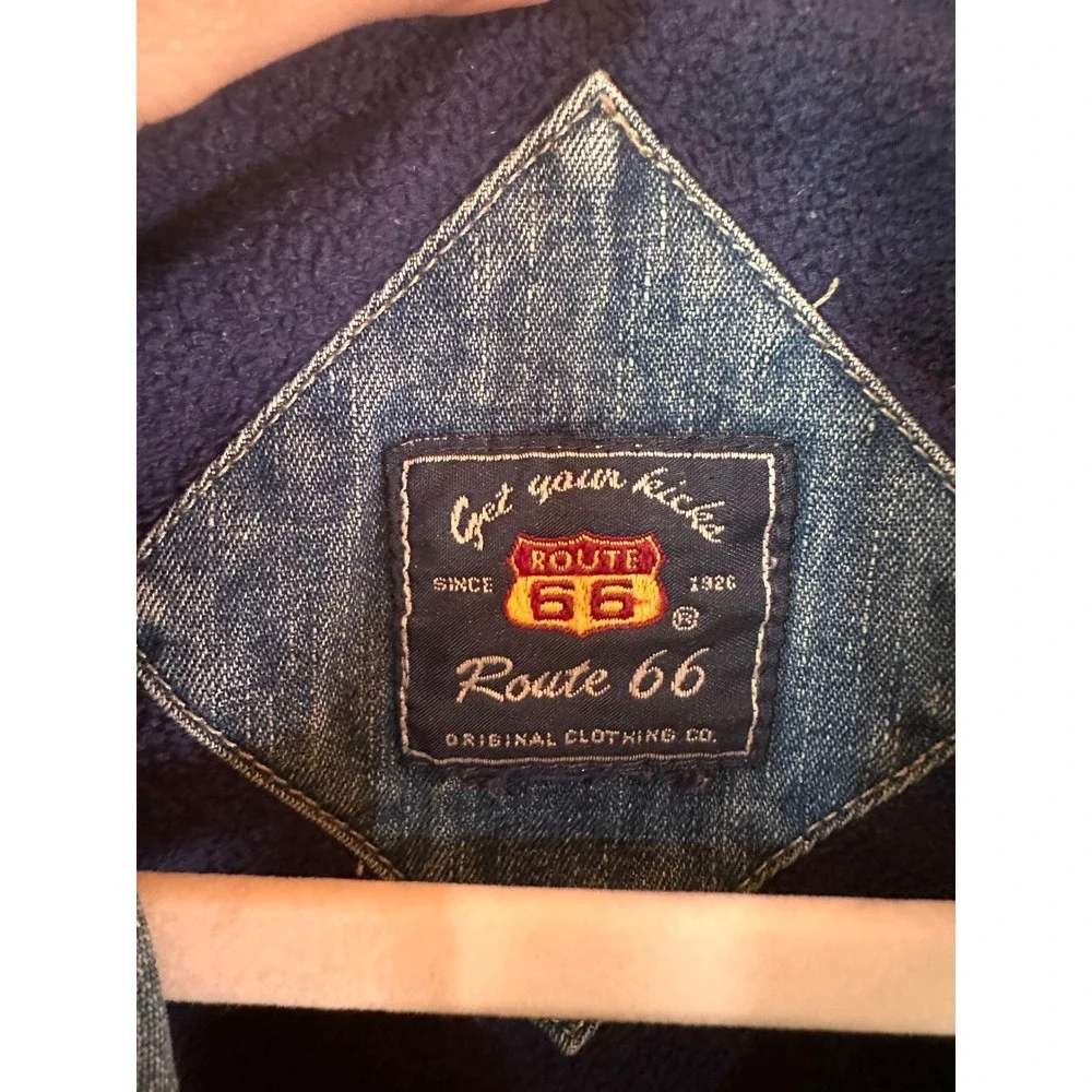 Route 66 Kids Denim Trucker Jacket Faux Fur Trim Fleece Lined Medium Wash Blue